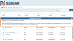 netDocShare allows to get secured link of any document