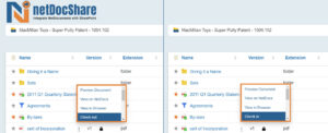 Checkout and Checkin functionalities of netDocShare