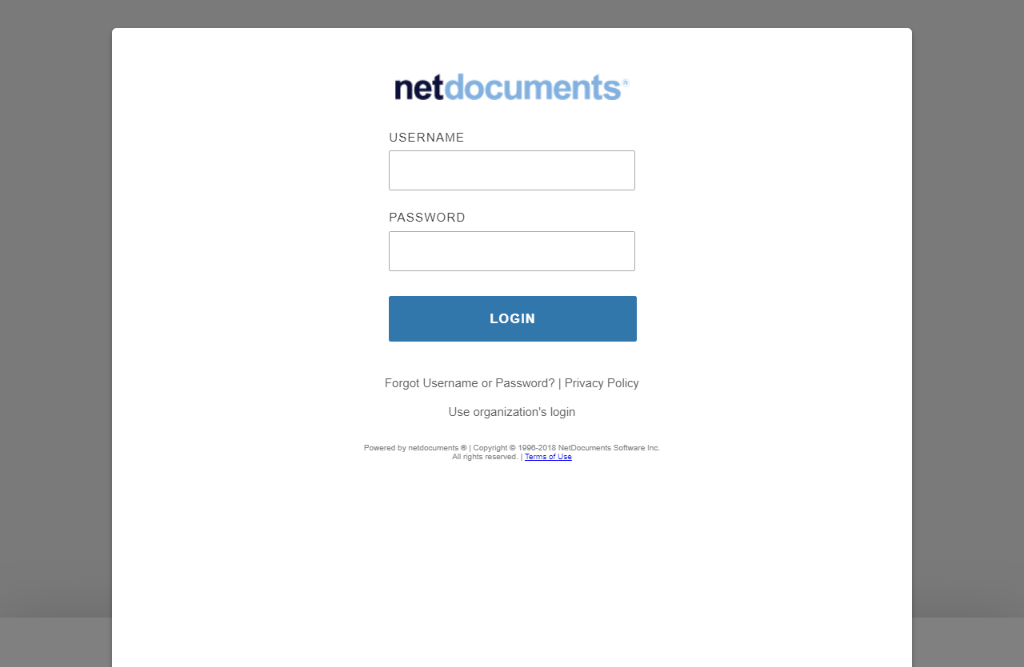 Login into NetDocuments Page