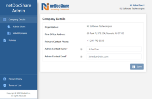 Admin app - Company Details page