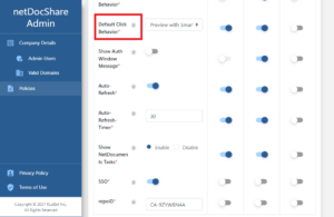 Admin app - Policies page Default Click behaviour